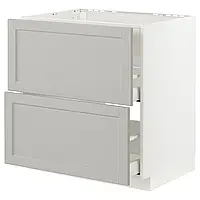 МЕТОД / МАКСИМЕРА Шкаф напольный/вытяжка под раковину. с ящиками, белый/Лериттан светло-серый, 80x60 см