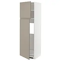 МЕТОД Высокий холодильник с 2 дверцами, белый/Упплёв матовый темно-бежевый, 60x60x200 см