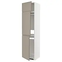 METOD Шафа висока, холодильник/двері/3 двері, білий/Upplöv матовий темно-бежевий, 60x60x240 см