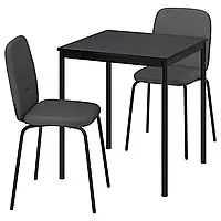 SANDSBERG / PÅBODA Стіл і 2 стільці, чорний/чорний/Remmarn темно-сірий, 67 см