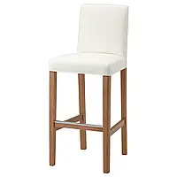 БЕРГМУНД Барный стул со спинкой, имитация. дуб/Инсерос белый, 75 см