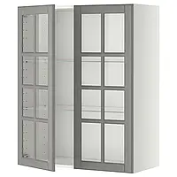 МЕТОД Половинка/2 стеклянные двери, белый/Бодбин серый, 80х100 см