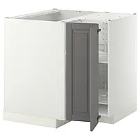 МЕТОД Напольный шкаф угловой с каруселью, белый/Бодбин серый, 88х88 см