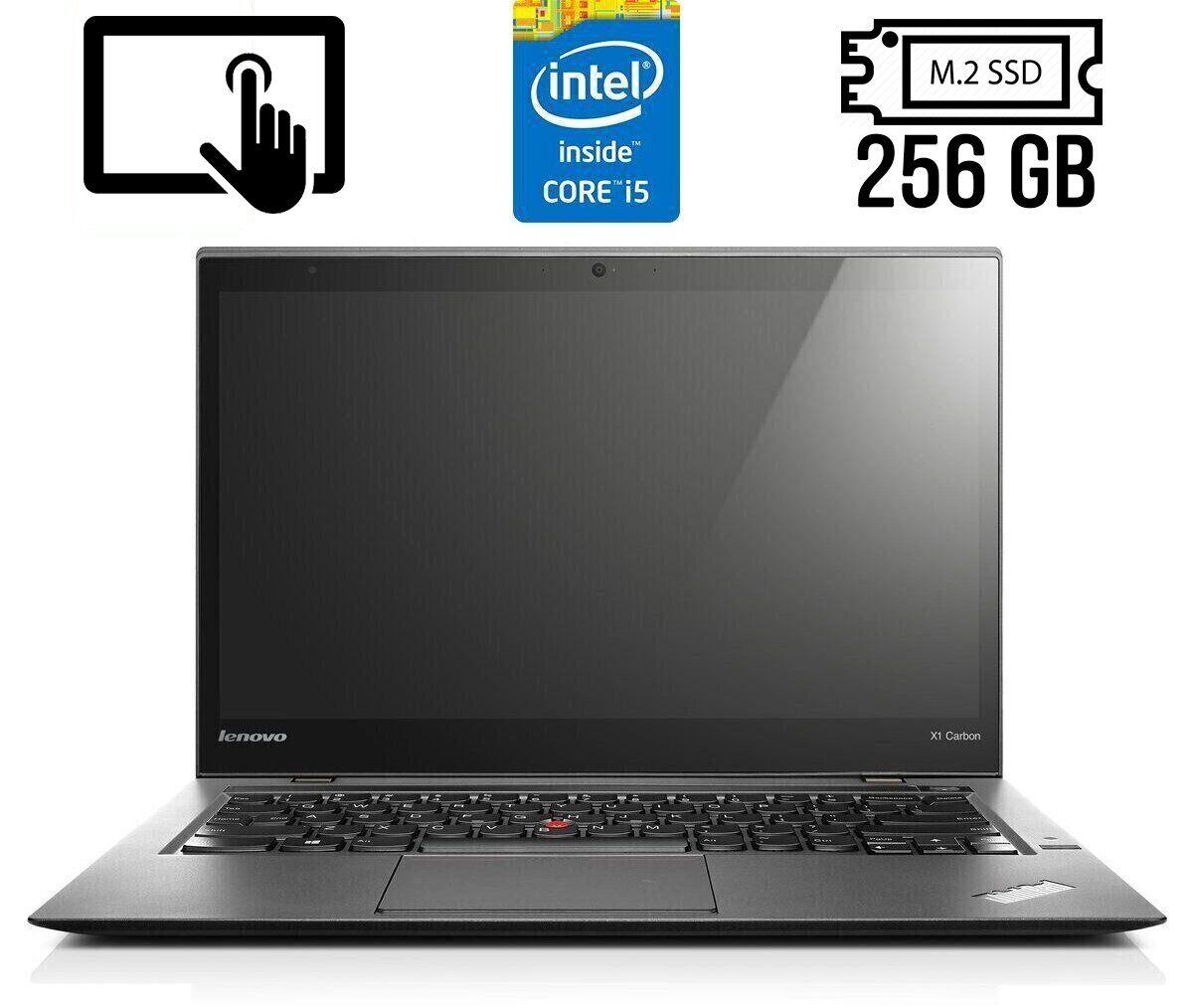 Ультрабук Б-клас Lenovo ThinkPad X1 Carbon 2nd Gen/ 14" 2560x1440 Touch/ i5-4300U/ 4GB RAM/ 256GB SSD/ HD 4400