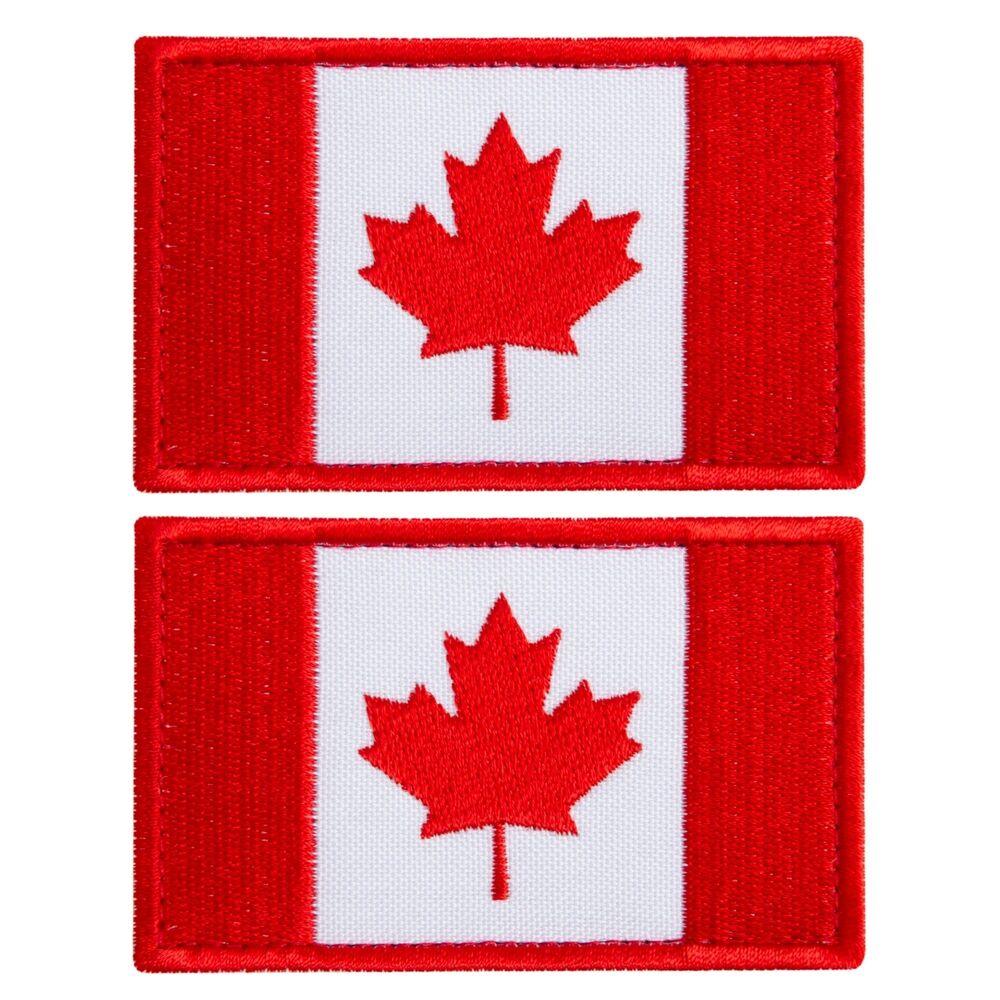 Набір шевронів 2 шт з липучкою Прапор Канади 5х8 см вишитий патч нашивка Канада шеврон