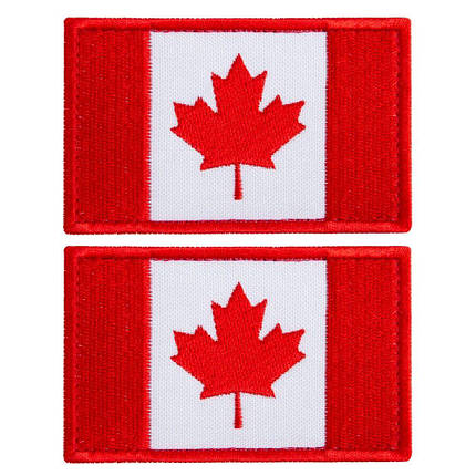 Набір шевронів 2 шт з липучкою Прапор Канади 5х8 см вишитий патч нашивка Канада шеврон, фото 1