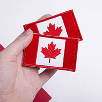 Набір шевронів 2 шт з липучкою Прапор Канади 5х8 см вишитий патч нашивка Канада шеврон, фото 3