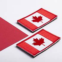 Набір шевронів 2 шт з липучкою Прапор Канади 5х8 см вишитий патч нашивка Канада шеврон, фото 5