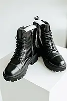 Черевики Balenciaga Boot Tractor Fur Black ❄️ (Без лого, блискуча шкіра, 9 люверсів)