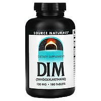 Діиндолілметан, 100мг, DIM, Source Naturals, 180 таблеток