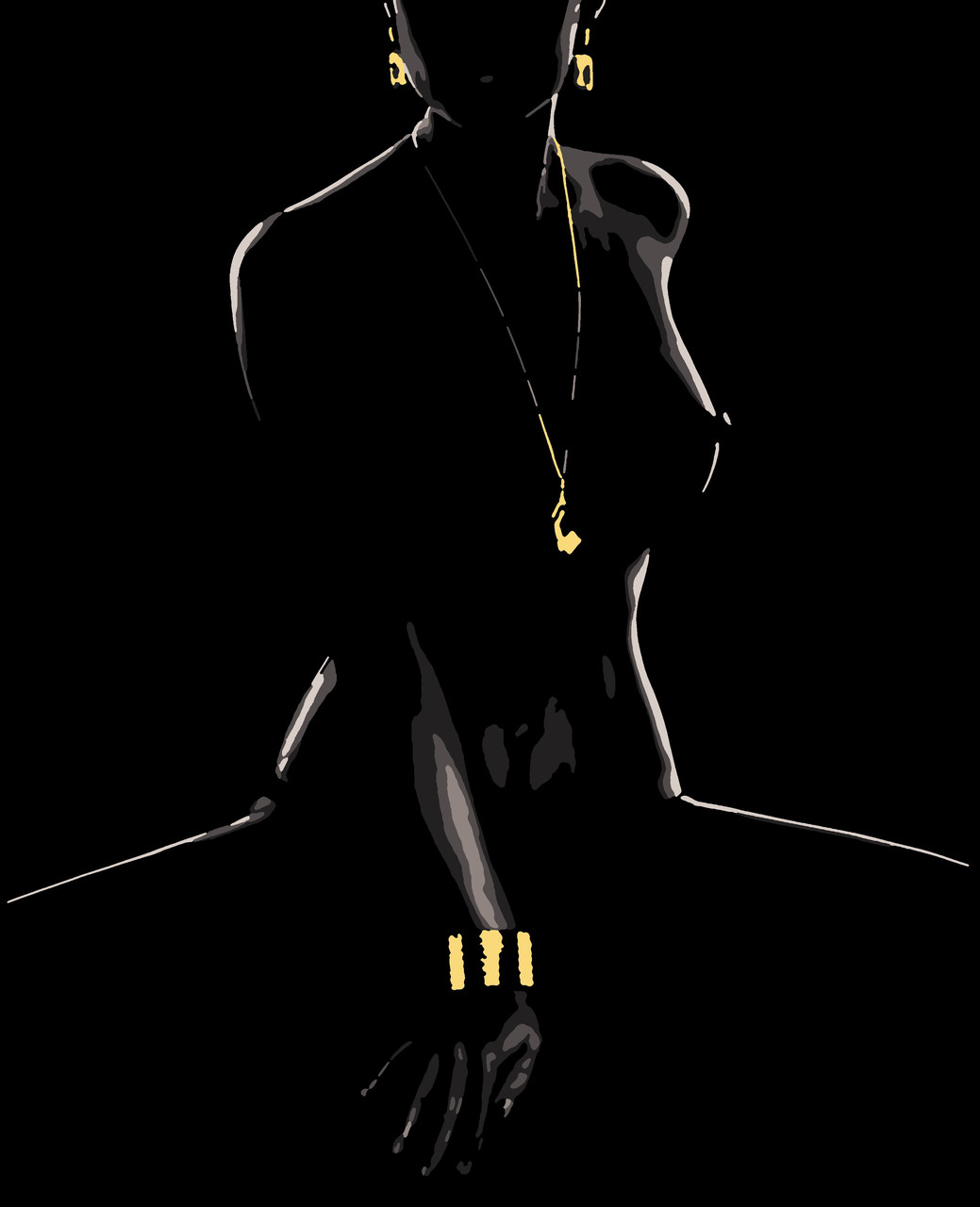 Картина за номерами "Сексуальність" (з золотими фарбами) 50*60 см