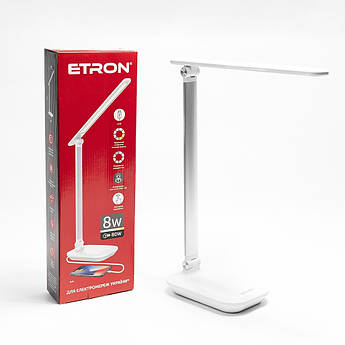 Лампа настільна світлодіодна ETRON 1-EDL-425 8W 3000-6000K White-silver робота від Powerbank