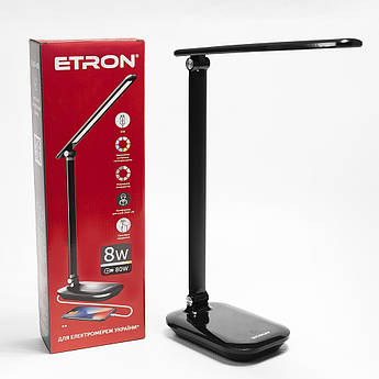 Лампа настільна світлодіодна ETRON 1-EDL-426 8W 3000-6000K Black робота від Powerbank