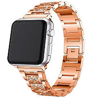 Ремешок металл Apple watch Bead Metal Розовое золото со стразами "742" - 42/44/45 mm