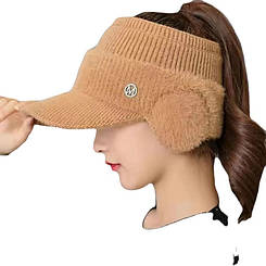 Кепка бейсболка жіноча з вушками та отвором під хвостик Темний беж