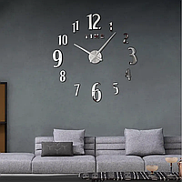 Настенные 3d часы большие 120 см Бескаркасные настенные часы наклейки с 3d эффектом Настенный стикер часы