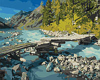 Картина по номерам "Горный мостик" 40x50 3v1 Рисование Живопись Раскраски (Природа)