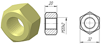 Гайка М20х2-22 S-32, крепл.колеса (сапожка) МАЗ,КРАЗ (пр-во АвтоКрАЗ) (Арт. 5335-3101040)