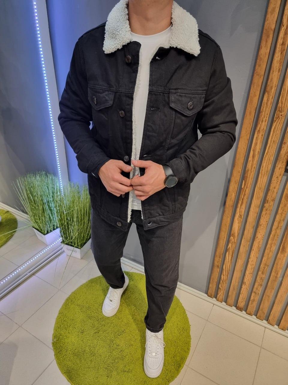 Чоловічий джинсовий піджак на хутрі Denim