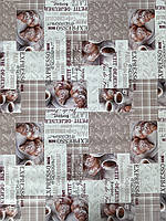 Скатертина-клеєнка на кухонний стіл. Принт — круасан. Ширина 135 см. 135