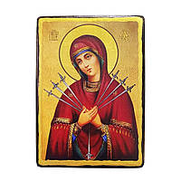 Икона "Богородица Семистрельная" на дереве 15x20 см
