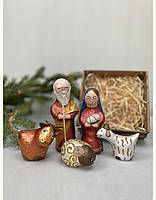 Набір різдвяний №10 Скульптурна шопка з 5-ти персонажів у картонній коробці ручної роботи, handmade декор