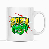 Белая кружка (чашка) с новогодним принтом "Year of the dragon. Год дракона. Dragon 2024. Дракон 2024" Push IT