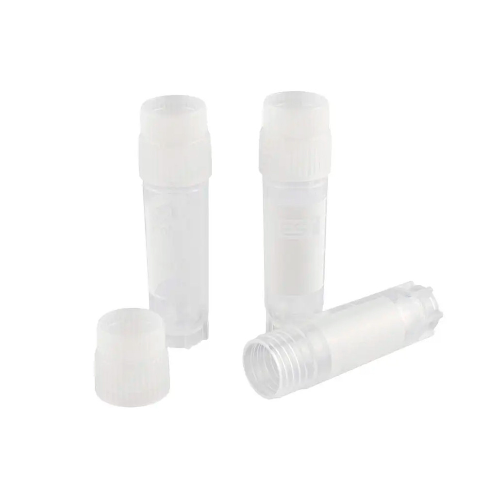 Стерильна кріопробірка 2 мл з зовнішньою кришкою, полем та стійкою базою (50 шт / уп), фото 1