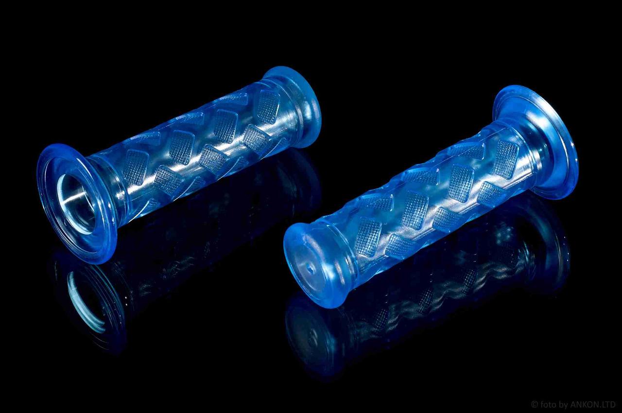 Грипсы ручки руля универсальные синие, прозрачные с рисунком koso тайвань +наклейка - фото 4 - id-p1688329960
