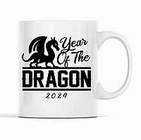 Белая кружка (чашка) с новогодним принтом "Dragon 2024. Дракон 2024. Year of the dragon. Год дракона" Push IT