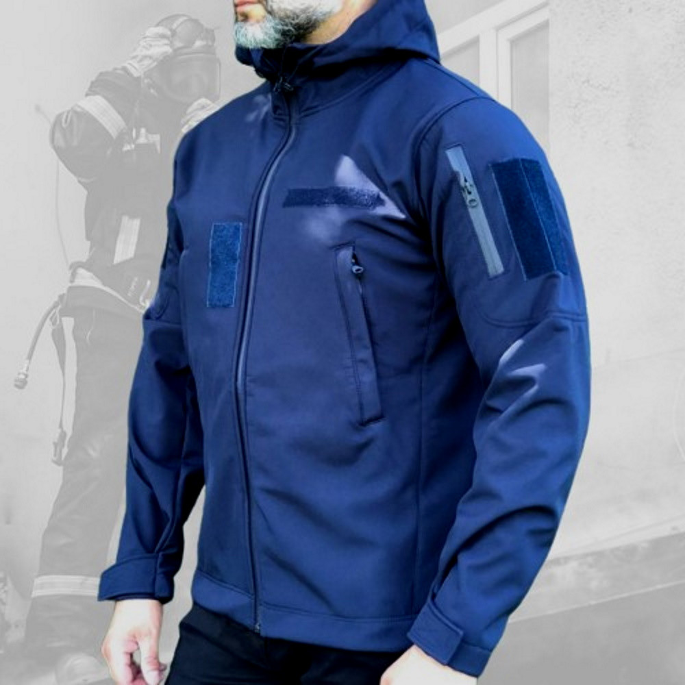 Тактична демісезонна Куртка чоловіча SoftShell водостійка синя