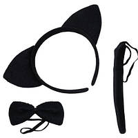 Набір карнавальний "Кіт" (обруч з вушками + краватка-метелик + хвостик) [tsi222710-ТСІ]