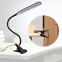 Лампа настільна на прищіпці з кріпленням до столу Чорна, світлодіодна настільна лампа USB 24 LED на прищіпці