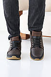Чоловічі кросівки шкіряні зимові коричневі на хутрі 42, фото 5