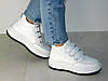 Кросівки жіночі зимові шкіряні на липучках стильні білі, фото 3