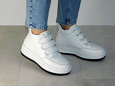 Кросівки жіночі зимові шкіряні на липучках стильні білі 36р