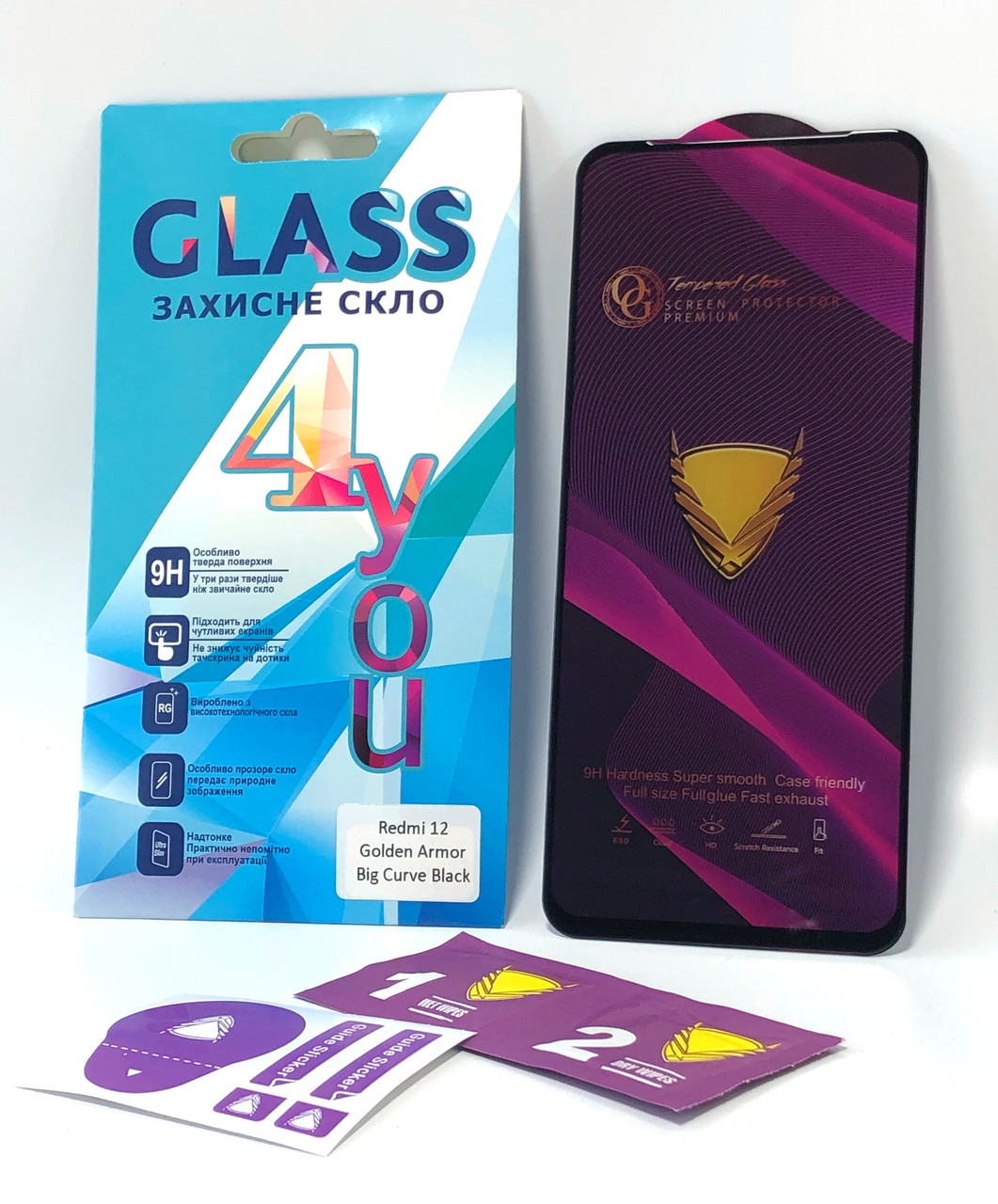 Захисне скло Xiaomi Redmi 12 Golden Armor Big Curve Black 4you