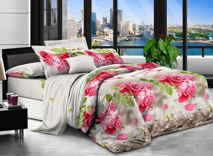 Постільна білизна Євро розмір 200х215 см тканина бязь наволочки 70х70 2 шт, фото 1