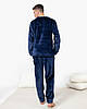 Піжама костюм чоловічий домашній махровий  кофта зі штанами Темно-синій 3XL, фото 3