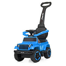 Каталка-толокар Spoko SP-219 2в1 з батьківською ручкою синій, фото 3