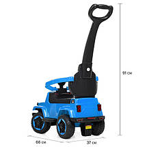 Каталка-толокар Spoko SP-219 2в1 з батьківською ручкою синій, фото 5