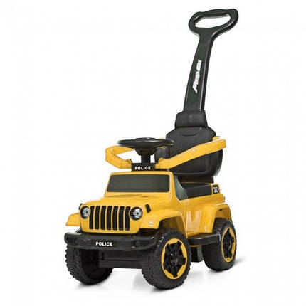 Каталка-толокар Spoko SP-219 2в1 з батьківською ручкою жовтий, фото 1