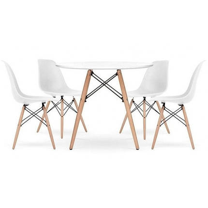 Столик Bonro В-957-600 + 4 білих крісла B-173 (41300040), фото 1