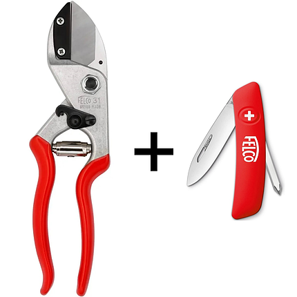Акційний набір Садовий секатор FELCO 31 з коваделцем + Ніж FELCO 502 (Фелко 31+502), фото 1