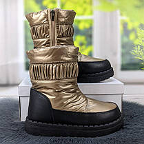 Черевики дутики жіночі на хутрі золотисті 4270, фото 2