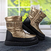 Черевики дутики жіночі на хутрі золотисті 4270, фото 5