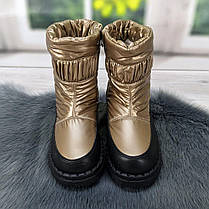 Черевики дутики жіночі на хутрі золотисті 4270, фото 4
