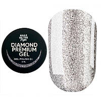 NAILSOFTHENIGHT Diamond Premium 01 серебряный гель лак с металлической поталью, 5 мл