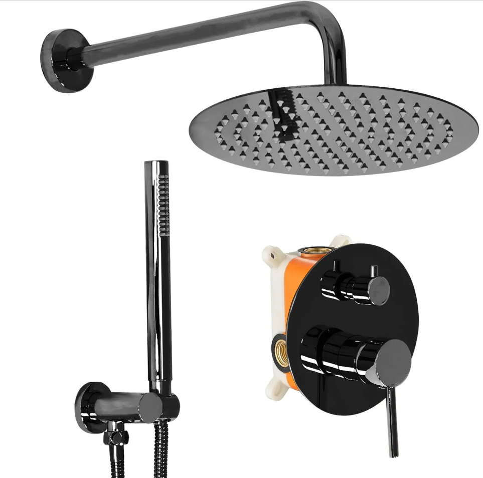 Душова система REA LUNGO BLACK GLOSSY + BOX прихованого монтажу *