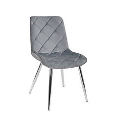 Стілець Mike м'який сірий оксамит PH — 601 CH на металевих хромованих ногах